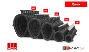 Trinchera modelo Qmax 32800 de ACO para sistemas de drenaje industrial