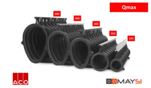 Trinchera modelo Qmax 32803 de ACO para sistemas de drenaje industrial
