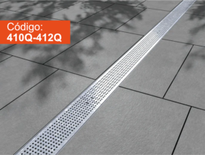 Trinchera de acero galvanizado con perforaciones para drenaje y ventilación