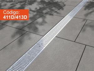 Trinchera de acero galvanizado con perforaciones para drenaje y ventilación
